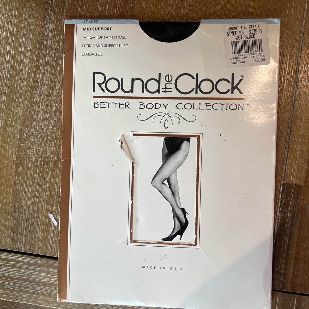 Round The Clock Tanga Top Lycra Pantyhose Style 88 Jet Black Size B